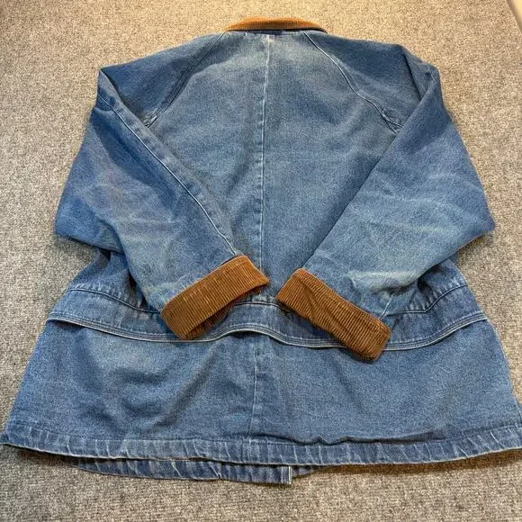 Vintage Basic Editions Womens XL Denim Flannel Lined Barn Jacket Chore Coat - Picture 3 of 8